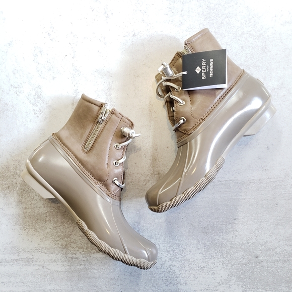 Sperry Saltwater Starlight Leather Duck Boots Metalic Dove sz 7 - Picture 4 of 4